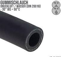Schwarzer Gummischlauch mit Innendurchmesser 9 mm und einer Wandstärke von  4 mm.