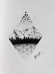 My Take On A Dotwork Landscape Drizzzy Drape Landscape Tattoo Bear Tattoo Designs Stippling Art
