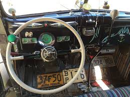 Vintage Truck Interior Shot Showing Patina Dash With Custom Pinstripping Double Bend Lokar Shifter License Plate Truck Interior Vintage Truck Fire Apparatus