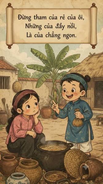 Đừng tham của rẻ của ôi,, Của đầy nồi, biết có ngon không., Ở đời tính  thiệt so hơn,, Ham rẻ một chút, thiệt đơn thiệt dài., Thà mua ít, chọn cho  lành,, Còn hơn ham rẻ, rước phiền vào thân. , ...