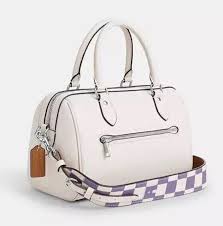 Coach Chalk Light Violet Rowan Satchel With Checkerboard Print CR102 NWT  $398