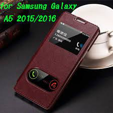 goracy sprzedawanie smart view okno pu leather case dla samsung galaxy a5 a500 a510 2015 2016 flip back cover podstawka przypadki phone bag samsung galaxy case