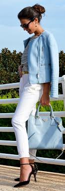Light Blue Leather Moto Jacket Light Blue Jacket Fashion Blue Leather Jacket
