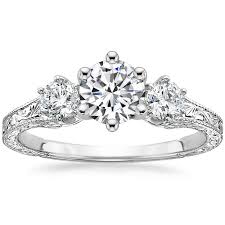 Lab Created Three Stone Hudson Three Stone Diamond Engagement Ring Platinum Setting Price In 2020 Vintage Engagement Rings Antique Style Engagement Rings Three Stone Engagement Rings