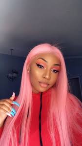 Light Pink Straight 13x4 Lace Front Ombre Wig Pre Pluck Hairline 100 Human Hair In 2020 Hair Styles Remy Human Hair Wigs Flat Iron Hair Styles