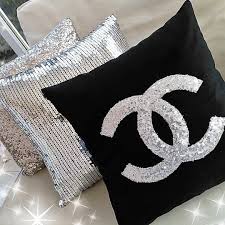 Luxury Monogramed Pillow Silver Sequin Throw Pillow Covers Black Velvet Pillow Glitter Pillow Cases Spark Silver Pillows Glamour Decor Sequin Throw Pillows