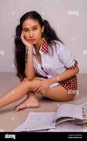 Asian girl brunnette school girl Stock Photo - Alamy