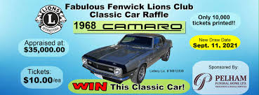 The car we're raffling this year is a beautiful 1969 camaro ss convertible in red with white hood stripes (in good working condition and free from any damage). Fabulous Fenwick Lions Club Home Facebook