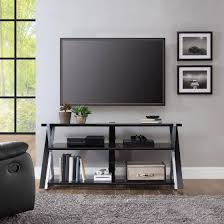 Whalen Xavier 3 In 1 Tv Stand For Tvs Up To 70 With 3 Display Options For Flat Screens Black With Silver Accents Walmart Com Stylish Living Room Living Room Corner Entertainment Center
