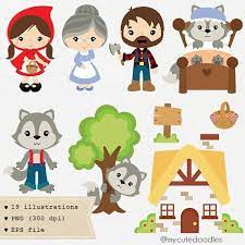 Little Red Riding Hood Clipart Wolf Clipart Cute Woodland Boy And Girl Woodland Theme Fairytale Clip Art Commercial Use C022 Wolf Clipart Little Red Riding Hood Red Riding Hood