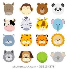 Set Of Cartoon Animals Faces Cartoon Jungle Animals Baby Jungle Animals Cartoon Animals