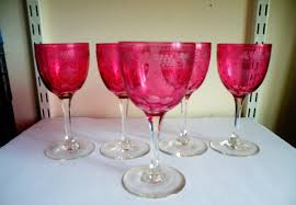 Peacock blue, bristol green, apple green, bristol blue, yellow, amber, cranberry, ruby, amethyst, teal blue, turquoise, iridescent blue and the vivid uranium colours. A Good Set Of Five Victorian Engraved Cranberry Glass Wine Glasses 582678 Sellingantiques Co Uk