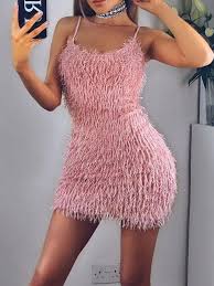 Spaghetti Strap Fuzzy Mini Dress Dresses Mini Dress Fashion Outfits