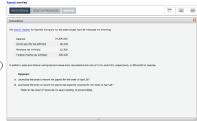 Solved Payroll Entries Instructionsc Chart Of Accounts Jo