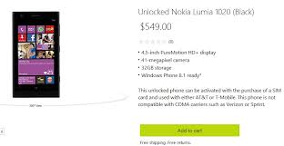 Unlock phone deals with unlocking service online, phone unlocking online, mobile phone unlocking codes and unlock cell phone and unlock phone by imei codes. Unlocked Lumia 1020 Compatible With Both T Mobile At T Available At Microsoft Store Nokiapoweruser