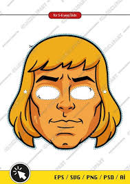 He-man, Masters of the Universe, Birthday Party, Digital Paper Face Mask,  SVG, Files for Cricut