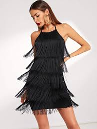 Tiered Fringe Halter Bodycon Dress In 2020 Backless Bodycon Dresses Halter Bodycon Dress Short Dresses