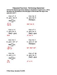 Polynomial Functions Performing Operations By We Re Bruyn Math Teachers Pay Teachers In 2020 Polynomials Polynomial Functions Subtraction