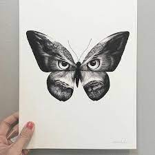 Airship Notebooks On Instagram Great Looking Penandink Drawing By Sannawieslander On Ig Called Owlifly Of Moth Tattoo Butterfly Tattoo Sleeve Tattoos