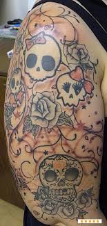 Skull Bite The Bullet Tattoo Girly Sleeve Tattoos Girly Tattoo Pictures And Tattoo Images At Tattoocd Picture Tattoos Girly Skull Tattoos Tattoos