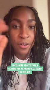 Coco Gauff is LOVING this fan’s new tattoo. 😄🎾 (📸 IG/cocogauff,  canlaskatherine) #cocogauff #tennis #womenstennis #tennisfans #tennistiktok