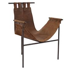 Iron And Brown Saddle Leather Sling Chair By Arizona Architect Bill Tull Leather Sling Chair Sling Chair Comfy Leather Chair