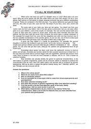 It S All In Your Genes Reading Comprehension Worksheets Reading Comprehension Comprehension Worksheets