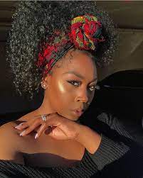 Gorgeous Ankara Headwrap On Curly Hair Bandana Hairstyles Curly Hair Styles Curly Hair Styles Naturally