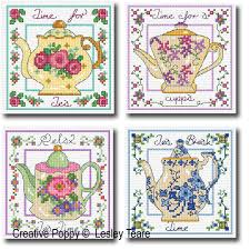 Kitchen towel cross stitch patterns free. Lesley Teare Designs Decorative Teapots Cross Stitch Pattern