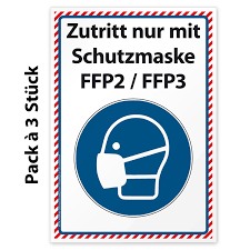 Je ein schild im hochformat und ein schild im querformat. Corona Gebotsaufkleber Zutritt Nur Mit Schutzmaske Ffp2 Ffp3