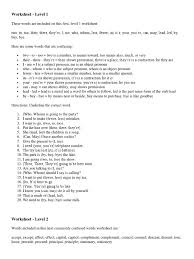In the question, there are four sentences. Worksheet Confusables English Language Verb