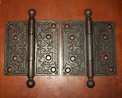 A Clean Set Of 4 X4 Victorian Iron Hinges W Cannonball Finials Victorian Irons Antique House Iron Hinges