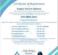 ISO 9001:2015 Certified – Supply Source Options