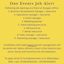 Current Job Openings At One Events Gurgaon Jobs Eventplanner Events Eventjobs Eventmanagement Gurgaon Event Job In 2020 Job Opening Current Job First Event