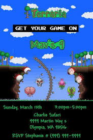 Birthday Card For Boss Printable Printable Terraria Custom Bosses Birthday Party Invitation Card Available In Terraria Party Boss Birthday Birthday Party Invitations