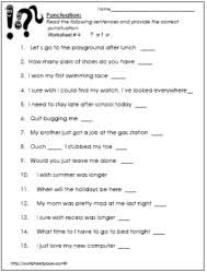 English as a second language (esl) grade/level: Period Exclamation And Question Marks Worksheets