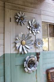 5 Piece Galvanized Metal Flower Hanging Wall Decor Set Metal Flowers Scrap Metal Art Metal Tree Wall Art