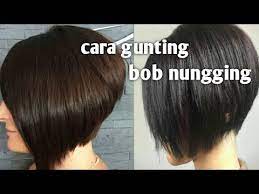 Model rambut wanita berikut ini bisa kamu dijadikan referensi ketika ke salon. Potong Rambut Model Nungging Polwan Bob Hair Cut With Razor Youtube