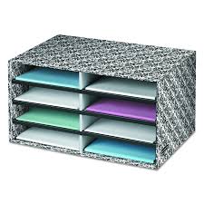 Amazon Com Bankers Box Decorative Eight Compartment Literature Sorter Letter Black White Brocade 6170301 Off Cardboard Furniture Decor Cardboard Crafts