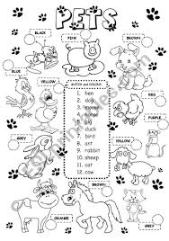 Pets Esl Worksheet By Gabitza