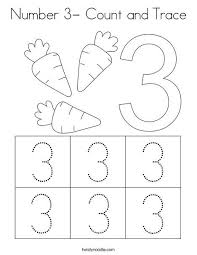 Number 3 Count And Trace Coloring Page Twisty Noodle Tracing Worksheets Preschool Preschool Number Worksheets Numbers Preschool