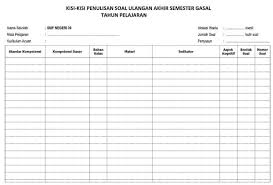 Kalau manual, satu soal bisa dua. Format Kisi Kisi Penulisan Soal Ujian Sch Paperplane