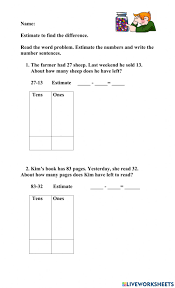 If you're familiar with microsoft excel. Estimate To Find The Difference Word Problems Worksheet