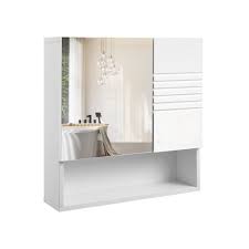 Get all of your bathroom supplies organized and stored with a new bathroom cabinet. Vasagle Mirrored Bathroom Cabinet Storage Cupboard Wall Mounted Wall Cabinet Storage With Adjustable Shelves Buffer Hinges 54 X 15 X 55 Cm White Bbk21wt