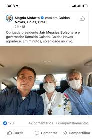 O candidato à prefeitura de caldas novas flávio canedo (pl), sua mulher, a deputada federal magda mofatto e o vereador rafael morais foram flagrados enquanto faziam carreata em frente a local de votação, nas proximidades de campus da universidade estadual de goiás (ueg), no mencionado. Senador Kajuru On Twitter Assessoria Deve Avisar Presidente Bolsonaro Aqui Em Caldas Novas Bolsonaro Tirou Foto Ao Lado Da Magda Mofatto A Maior Corrupta Da Historia Na Regiao Https T Co Dmtbbzjmqg