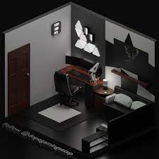 Gaming Setups 3d Models On Instagram Our Client Ljeroo Wanted A Custom Room With Black And White Theme With Room Setup Small Game Rooms Bedroom Setup
