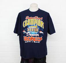 Vintage 90s Denver Broncos Shirt Xl Nfl Football Super Bowl Xxxiii 1999 Champions Navy Blue Tee T Shirt Denver Broncos Shirts Broncos Shirts Denver Broncos