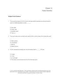 Chapter 13 Equity Valuation Multiple Choice Questions 1 The