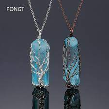 Wholesale Natural Stones Tree Of Life Crystal Pendant Wire Wrapped Blue Quartz Point Crystal Reiki Purple Stone Pendant Necklace Jewelry From Chengdaphone04 1 Crystal Pendant Wire Wrapped Pendant Purple Stones