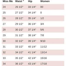 miss me size chart